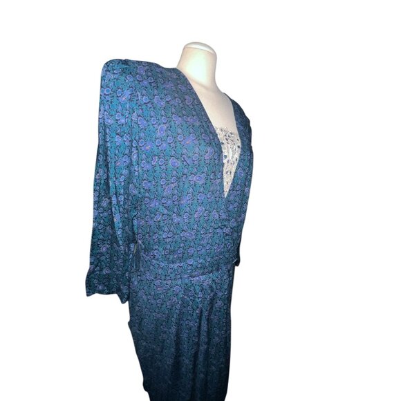 Vintage Prarie Dress Eighties KSL by Karin Stephens Sz 22 W Blue Green Paisley R - Picture 15 of 16